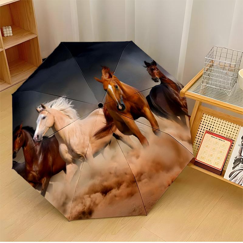 

Horses (2) Printed umbrella windproof folding umbrella portable sun and rain umbrella suitable for gifting