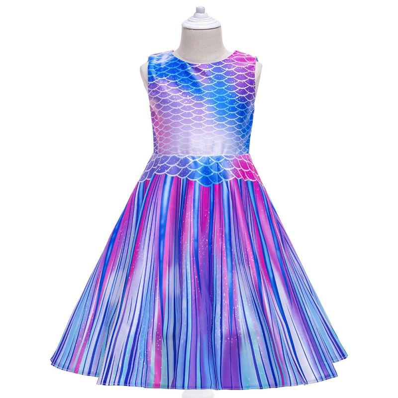 Girls Princess Dress Kids Formal Party Gown Cotton Blend Colorful Prom 4-10 Years Old