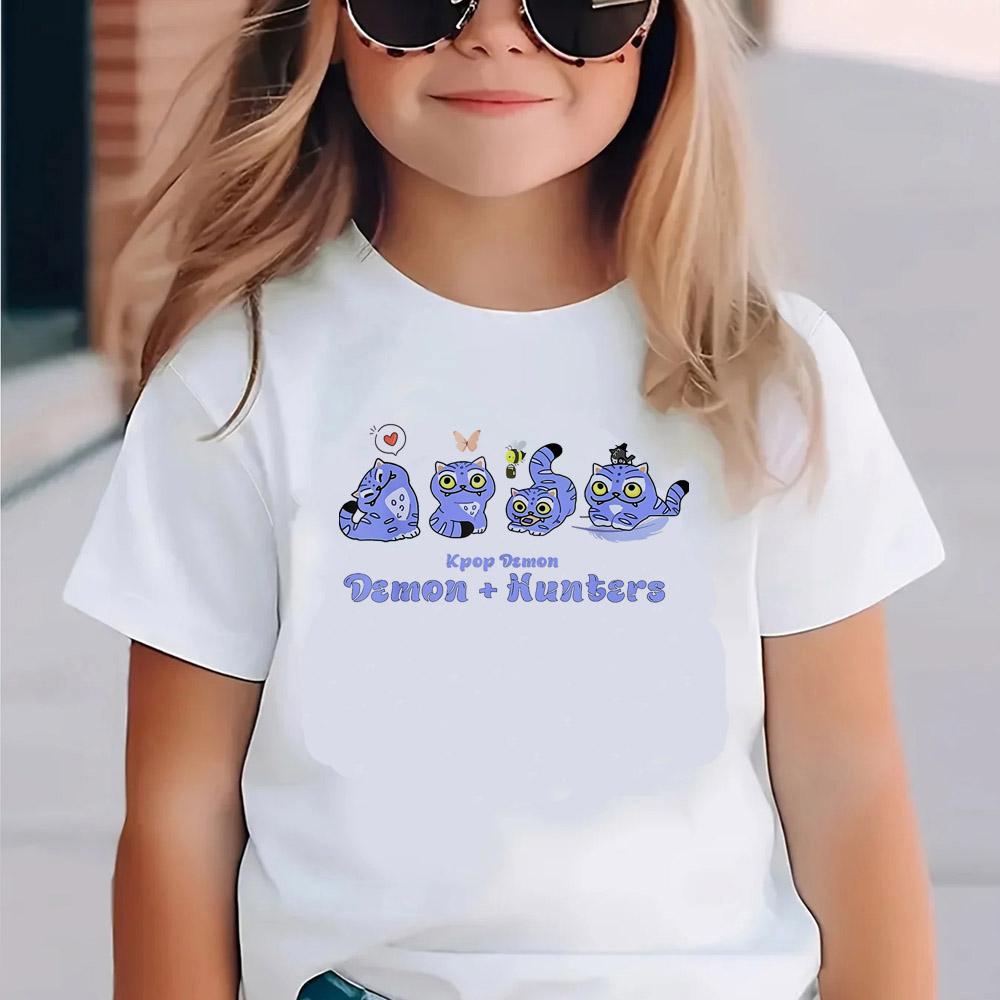 Kpop Demon Hunters Children's Clothing Short Sleeve T-shirt Cute Kpop Demon Hunters T Shirt Harajuku Tshirt for Boys Girls