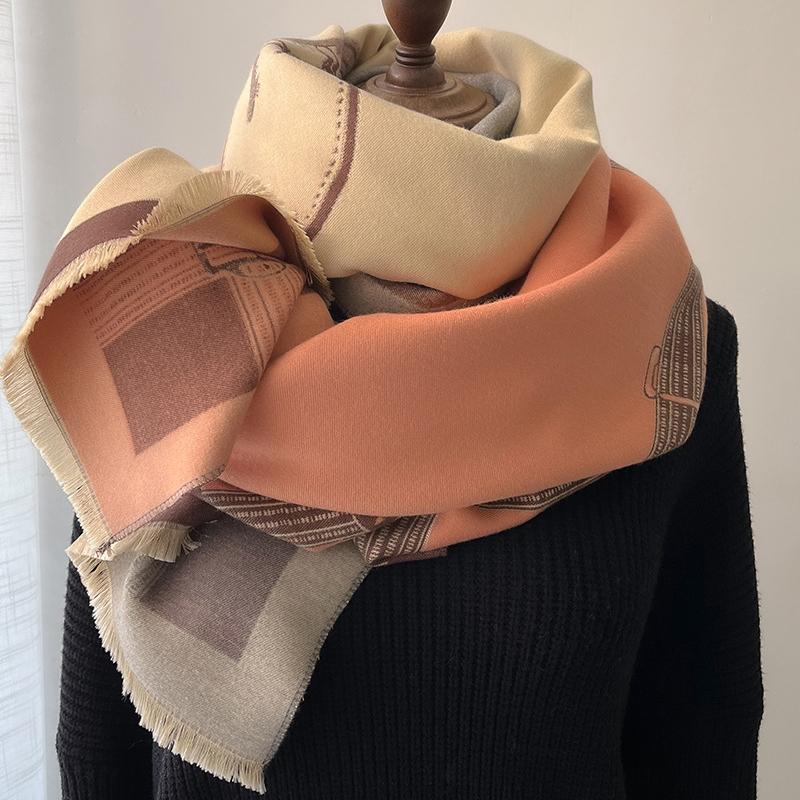 Luxury Design Cashmere Scarf for Women Winter Warm Shawl Wrap Pashmina Bufanda with Tassel Thick Blanket Poncho Echarpe Bandana