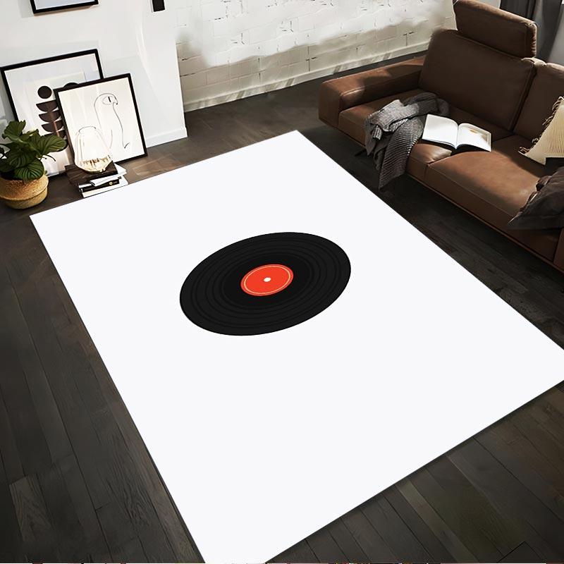 

Minimalist Carpet with Vinyl Record Design in Black and White Style Suitable for use as an anti-slip for living room bedroom sofas 40x60cm( 15x23in )