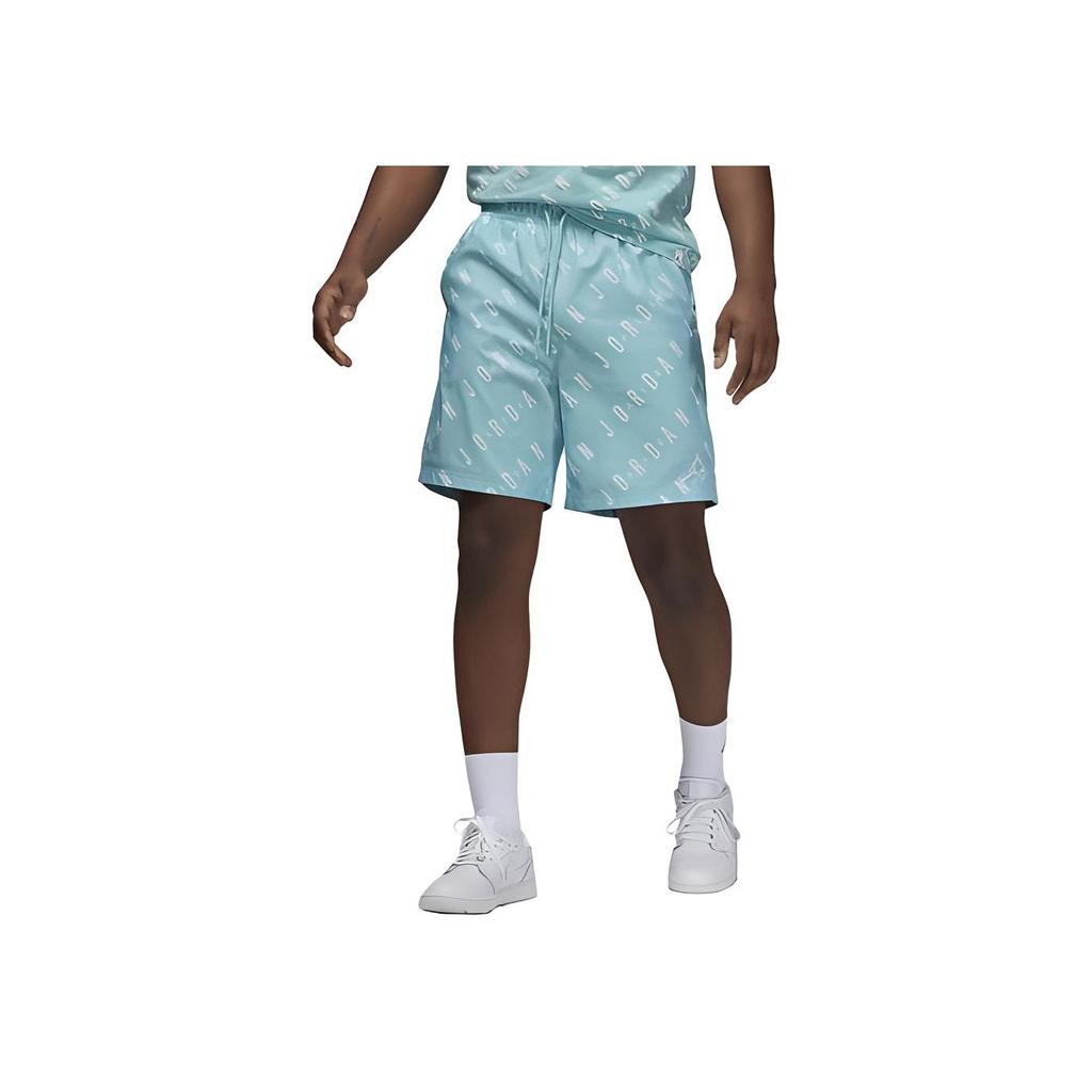 Jordan Essentials All-Over Logo Print Drawstring Loose Shorts Men Bottoms Aqua-Green DX9673-464