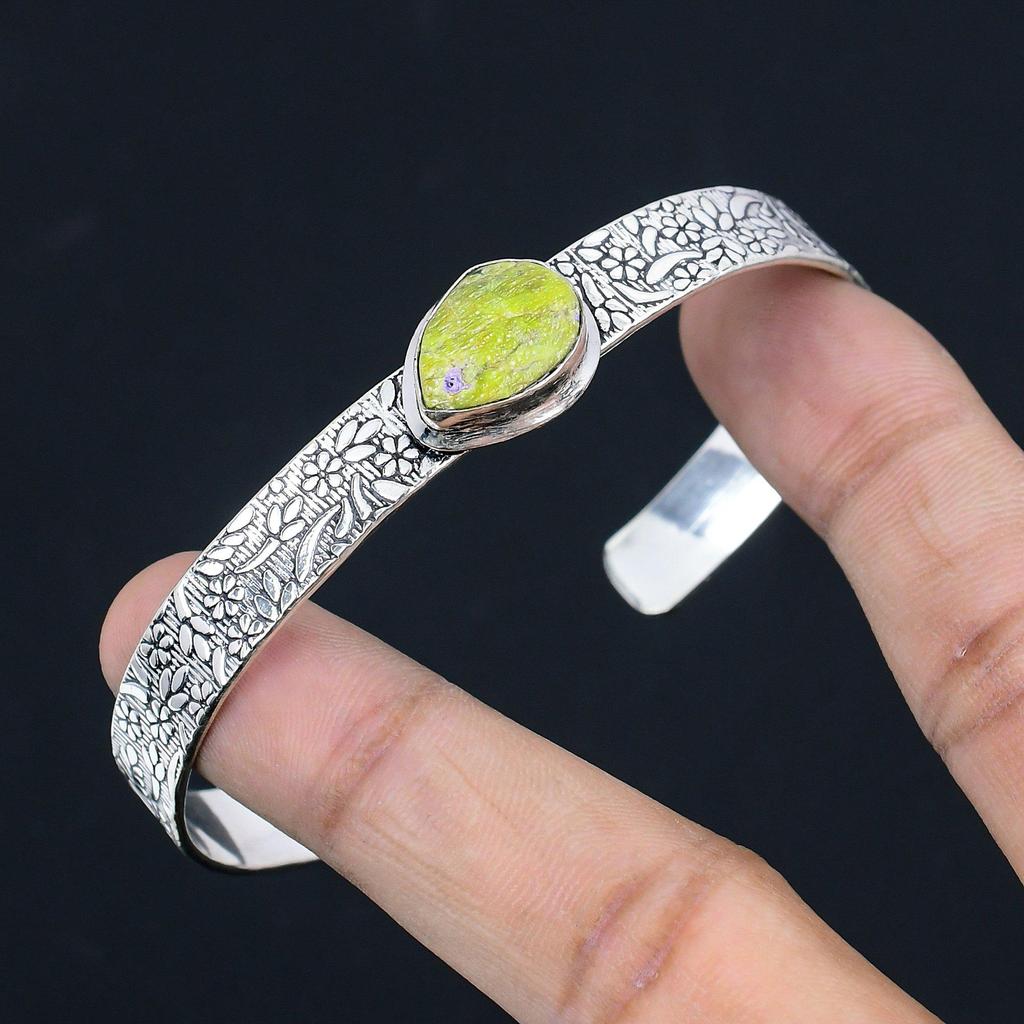 Daughters Day Sale Sterling Silver Atlantisite Gemstone Mother Bangle Bracelet
