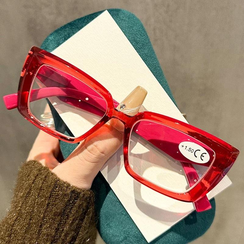 

Retro Men Women Square Frame Reading Glasses Fashion Trendy Ultralight Presbyopia HD Far Sight Eyeglasses +1.0 To+4.0 +100 красный
