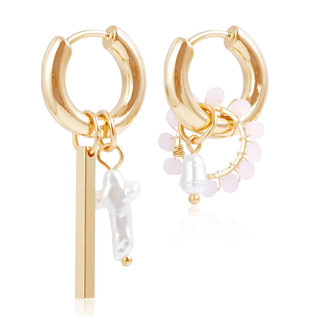 European and American foreign trade jewelry, hipster INS geometric woven crystal earrings, simple and versatile dual-purpose earrings