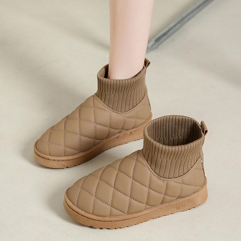 

Snow Boots Women Socks Cotton Shoes Thick Platform Ankle Boots for Women Fur Warm Short Boots Diamond Grid Stitching WSH4996 41