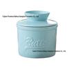 Ceramic Butter Dish with Embossed Logo - Blue Lid Set for Butter, Cheese, and Tallow Storage