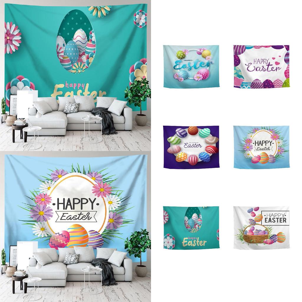 Bunny Easter Egg Wall Decor Big Tapestry Spring Easter Theme Tapestry Cartoon Polyester Tapestry Live Broadcast Background Cloth