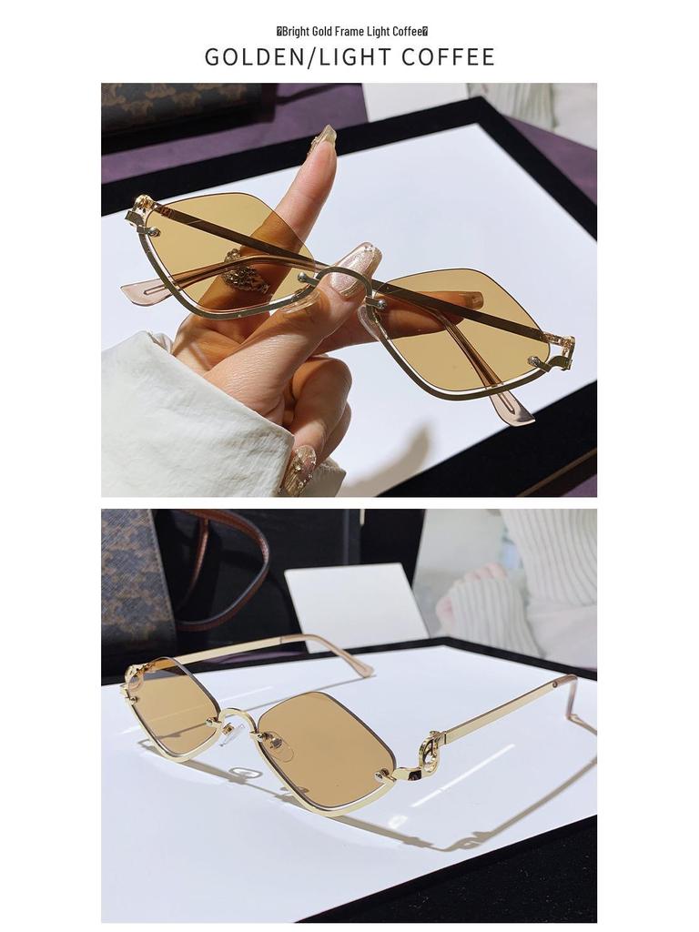 High-End 2025 Semi-Rimless Diamond Sunglasses - Modern, Trendy European & American Style