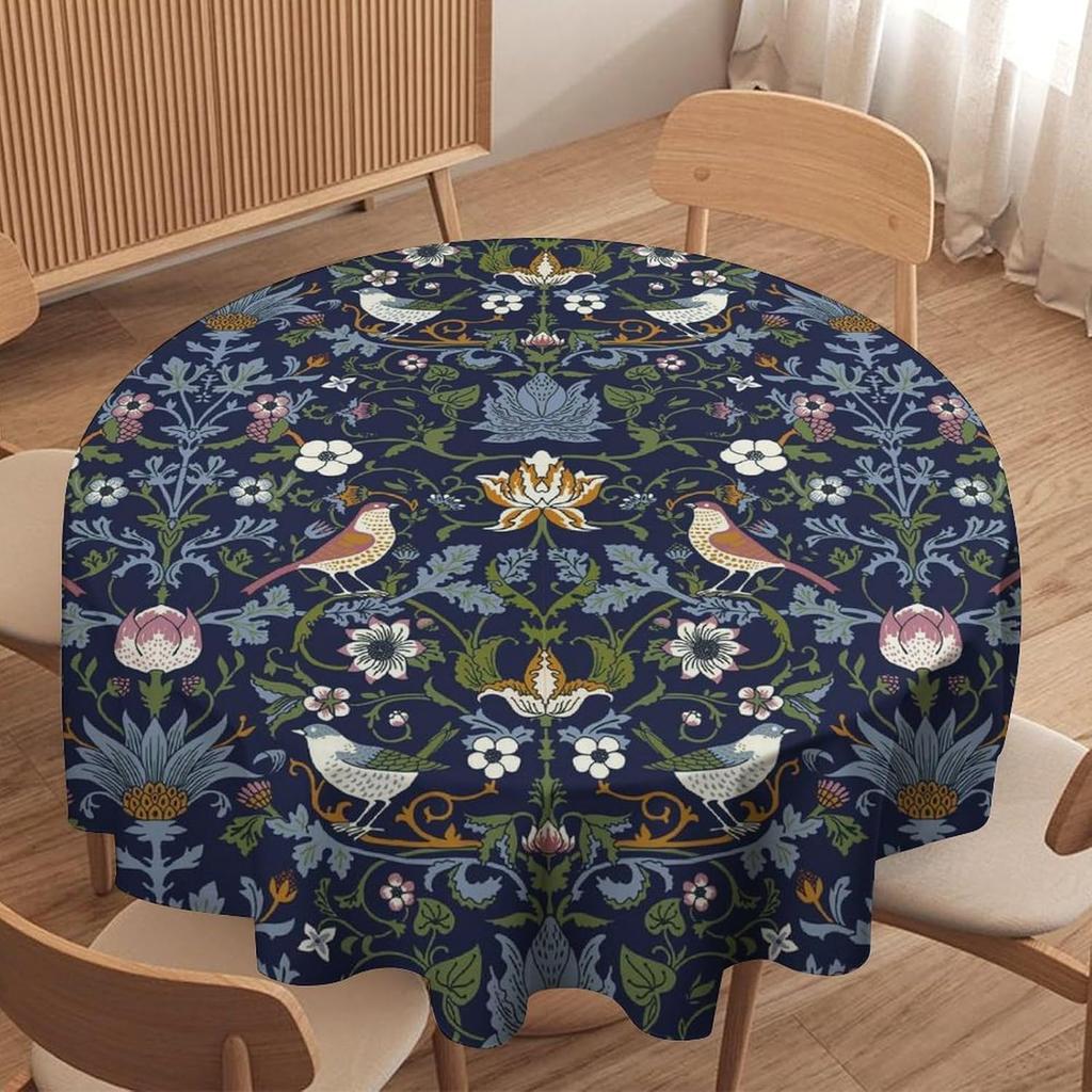 William Morris Bloemenprint Rond Tafelkleed Afwasbaar Polyester Stof Vintage Bloemen Wasbaar Tafelkleed Voor Feestdagen Keuken