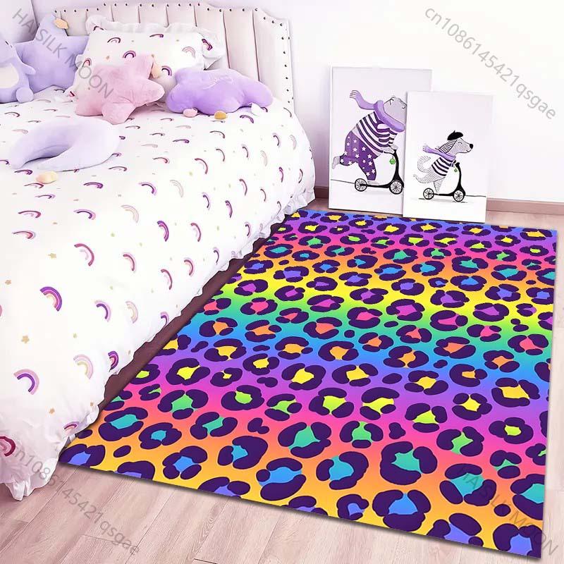Colorful Leopard Art Print Carpet for Living Room Bedroom Sofa Creative Doormat Home Decor Area Rugged Non-slip Mat for Gifts