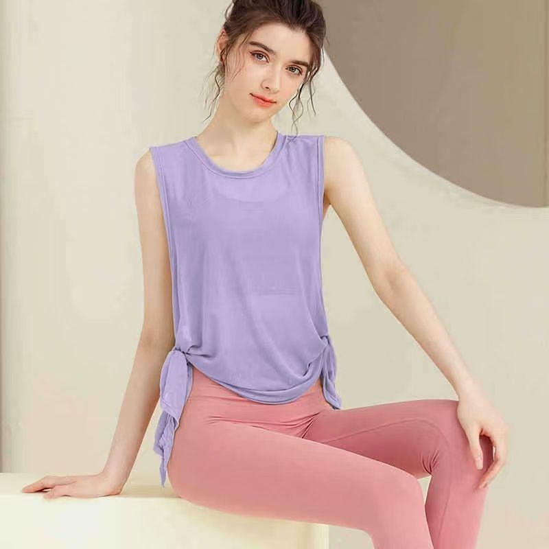 

Yoga Vest Loose Sports Top Quick-Drying Breathable Running Exercise Sleeveless Casual Workout Clothes Blouse Outwear New Purple S