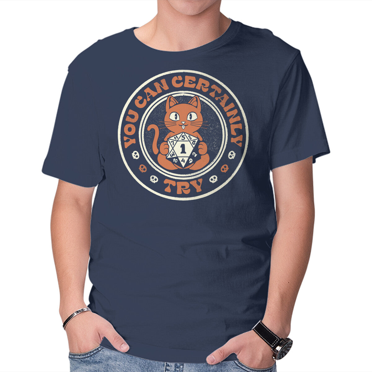 Unisex Crew Neck T-Shirt You Can Certainly Try RPG Cat Graphic Short Sleeve Casual Tee S
