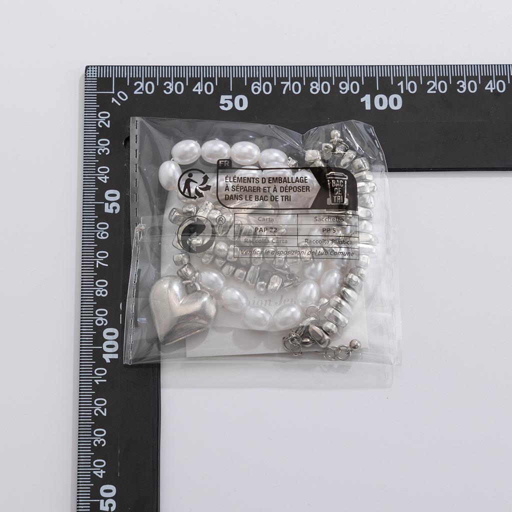  Skeleton Hundred Beads Collarbone Chain Simple Multi-Layers Heart Shaped Alloy Pendant Necklace Set