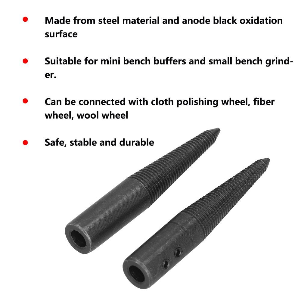 3 PCS Tapered Spindle Adapter Steel Left and Right Bench Grinder Adapter Black Anodized Polishing Connecting Rod