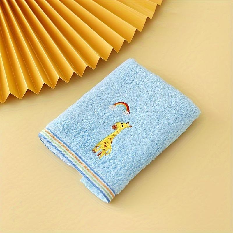 Set da 4 asciugamani in fibra di bambù, asilo, ricamo cartone animato, asciugamano per le mani, morbido, assorbente, 25 x 50 cm / 9,84 x 19,68 pollici, colore casuale