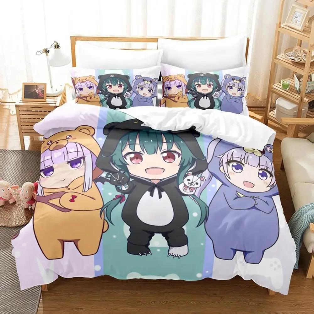 Anime Kuma Kuma Kuma Bear Sängkläder Set Pojkar Flickor Twin Queen Size Påslakan Örngott Säng Barn Vuxen Hemtextil