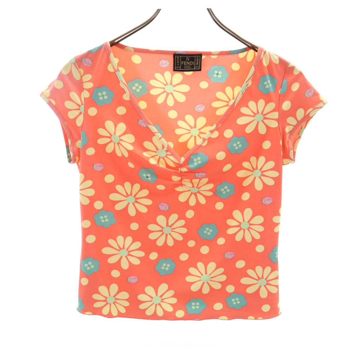 

FENDI made in Italy French sleeve V neck Cut 42 Orange series Women Used