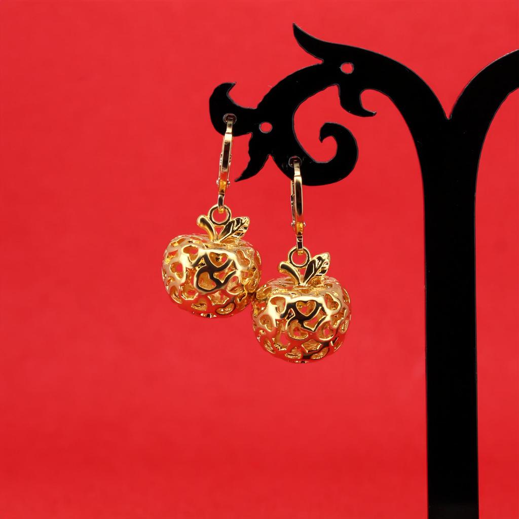 24K Gold-Plated Apple Pendant Necklace Set for Christmas Gifts