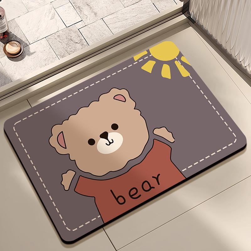 Mata podłogowa z ziemi okrzemkowej, kreskówkowa mata podłogowa do łazienki, silnie chłonna, domowa, pod drzwi toalety, antypoślizgowa mata