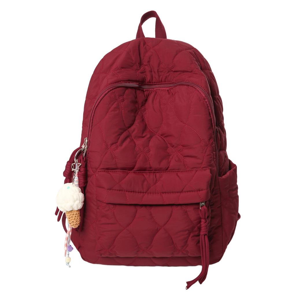 Schoolbag Korean style schoolbag female middle school student autumn and winter new padded light class backpack girl solid color backpack