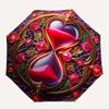 Love in Bloom: Heart-Shaped Hourglass Ornament Umbrella, Cute Umbrella with Cute Design, Portable 3-Fold Compact Umbrella for Men & Women, Valentine's