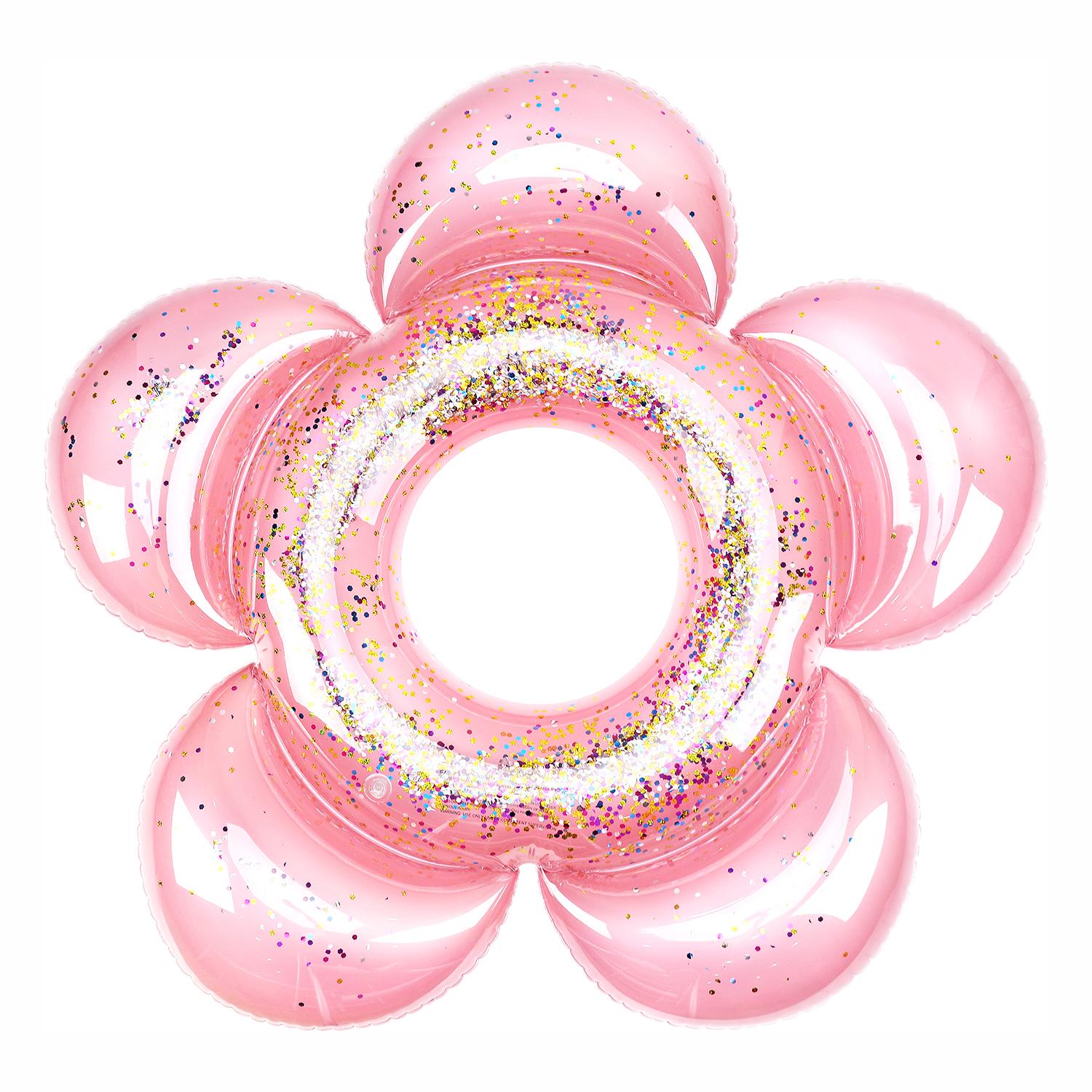 

HeySplash Pool Floats Большие розовые поплавки для взрослых Надувные поплавки-шезлонги с блестками Плавательный круг для водных развлечений на пляже розового золота