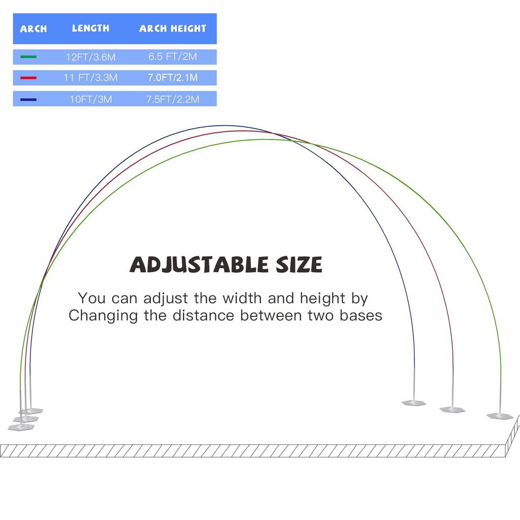 TEKXYZ Balloon Arch Stand 10ft Tall Adjustable Balloon Arch Perfect for Party Balloons Not Included Kit, Wide, 7.5ft Frame, Decorations,