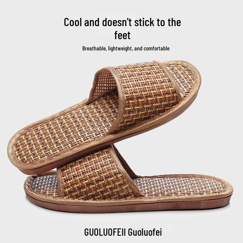 Guoluofei Unisex Rattan Weave Summer Slippers 44-45
