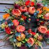 Autumn Round Wreath Decorative Artificial Autumn Garland Festival Theme Farmhouse Party Decoration