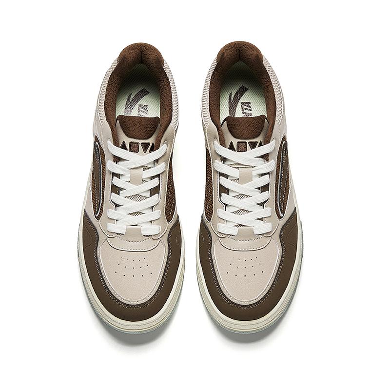 New Anta Slip Resistant Lightweight Height Increasing Low Top Skateboard Shoes Men's Taupe 912538012-1