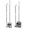3-in-1 Broom Dustpan Set with Built-in Comb Teeth Long Handle Adjustable Extension Poles Retractable Floor Brush