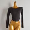 French Simplicity Round Neck Pullover Side Crimp Long Sleeves Knitting T-shirt Women's Clothing Silm Slim Looking Bottoming Shirt Tops