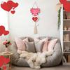 22.83 Inch Valentine'S Day Wooden Hanging Sign Happy Valentine Wreath Heart Ornaments Craft Wall Decor For Proposal Decorations