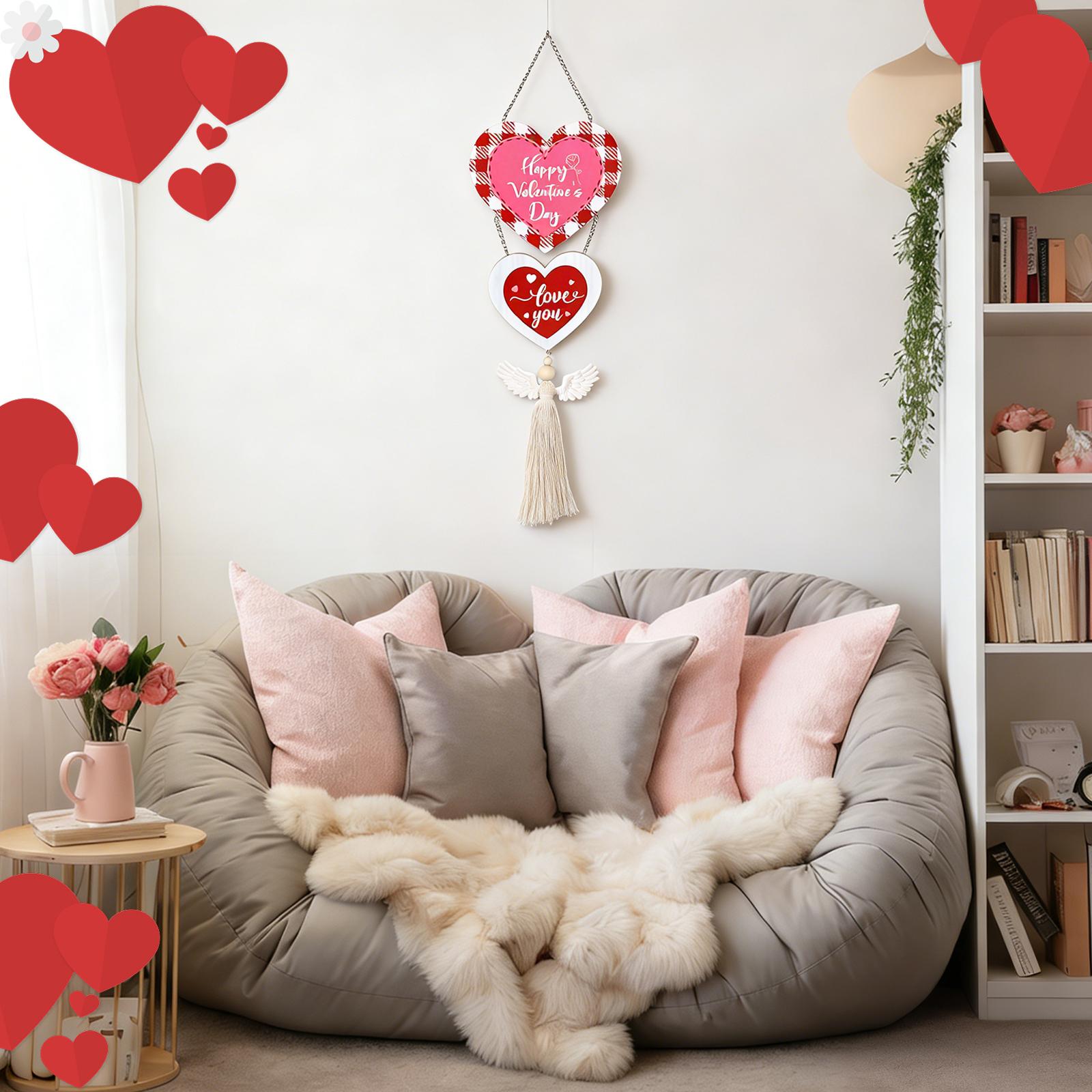 

22.83 Inch Valentine S Day Wooden Hanging Sign Happy Valentine Wreath Heart Ornaments Craft Wall Decor For Proposal Decorations 1 шампанского