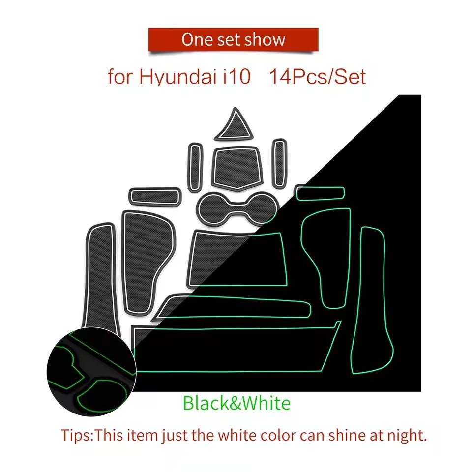 For Hyundai I10 2025 - 2025 Anti-Slip Gate Slot Cup Mat Door Groove Pad  Non-Slip Mats Coasters Car Interior Accessories