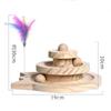 Wooden 2/3 Levels Pet Cat Toy Tower Tracks Disc Cat Intelligence Amusement Triple Play Disc Cat Toys Ball Training Toys