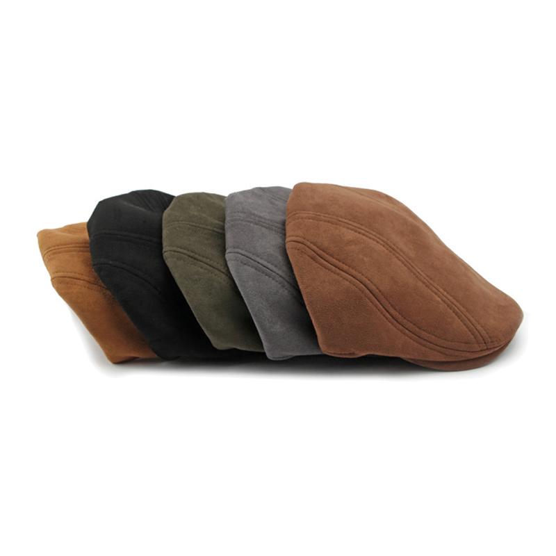 Men Suede Cap Women Beret Spring Autumn British Cap Retro Forward Cap Peaked Cap Gatsby Painters Hats