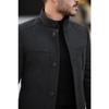Men's Casual Cut Windproof Buttoned Long Black Cuff Coat
