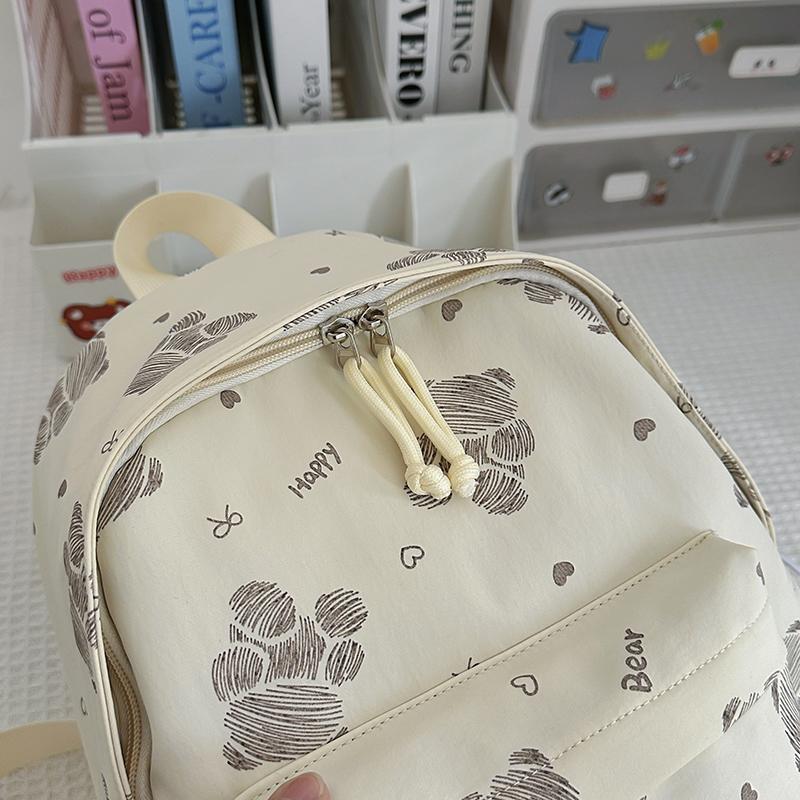 Women's Bear Printed Backpack Student's Lightweight Schoolbag
