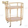 #d forVintage Antique Rattan Rolling Bar Cart on Wheel, Serving Cart Trolley Mobile snack cart for parties*