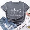 Faith Creative Alphabet Cotton T-Shirt Short Sleeve Round Neck Women 2d Print Tops
