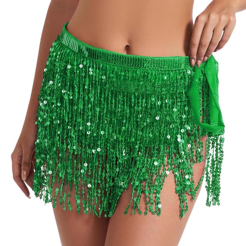 Halloween Danse du Ventre Paillettes Pompons Chaîne de Taille Jupe