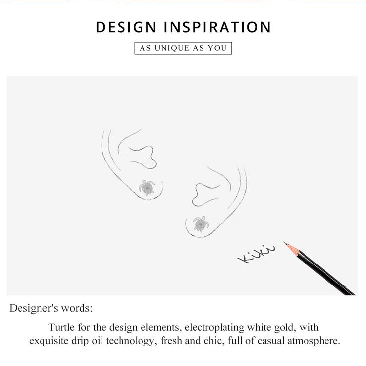 Cercei hipoalergenici din argint 925 BAMOER Turtle albastru Cercei pentru femei