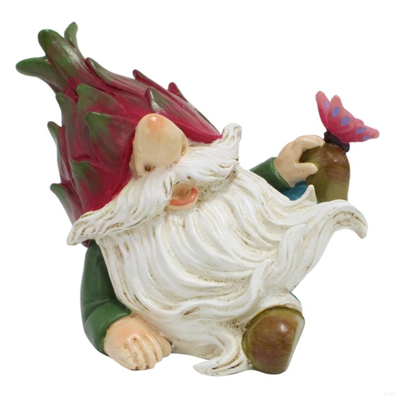 62KD Pineapples Gnomes Ornament Resins Statues Mini Dwarfs Figurine Fruit Gnomes Decorations for Bedroom Shelf Yard Shelf