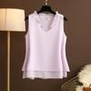 Damen Grünes Rüschen V-Ausschnitt Ärmelloses Chiffon Tanktop