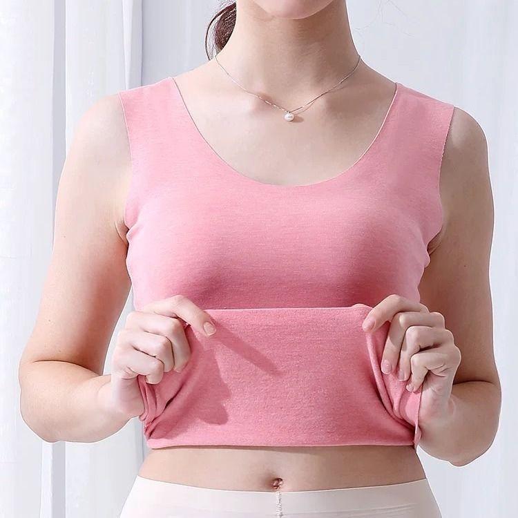 Sutien de iarnă pentru femei de mărime mare, cu pernă pentru piept, vestă caldă fără cusături, care se încălzește din pluș, îmbrăcăminte interioară îngroșată, căptușeală inferioară, top pentru femei