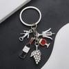 European & American Trendy Drip Oil Grape Red Wine Keychain Pendant for Men and Women