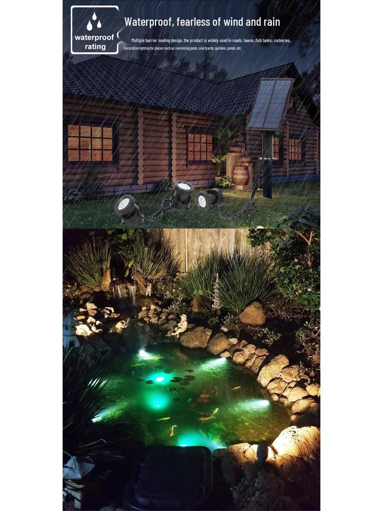 Underwater RGB Solar Garden Light for Pool, Lawn, Rockery, and Courtyard