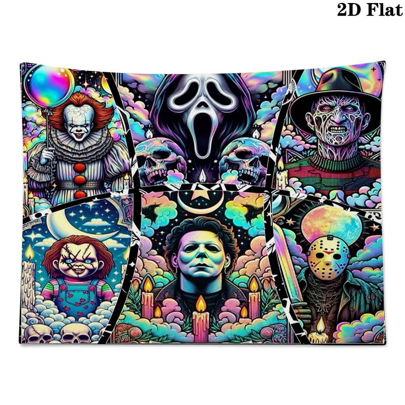Horrorfilm-Serie Wandteppich Ästhetischer Wandbehang Bedruckter Stoffdecke Dekorative Wandteppiche für Schlafzimmer Wohnzimmer Heimdekoration